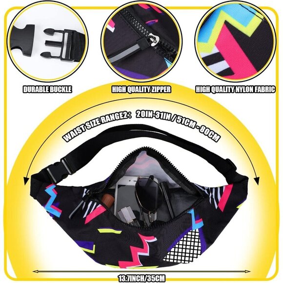 2 Pcs Retro Fanny Pack and Bucket Hat Set for Men Women Summer Outdoor main image 6